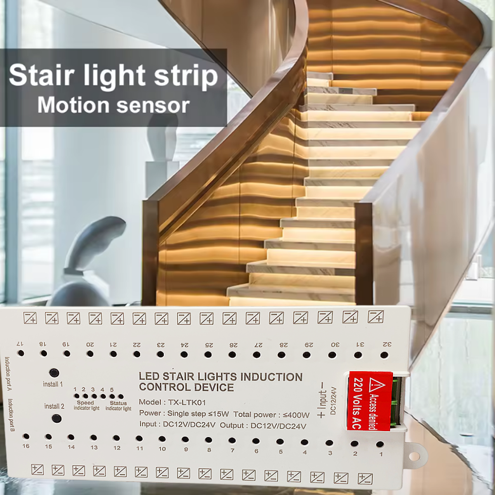 Motion Sensor Pir Wired - TX-LTK01 Stair Step LED Controller 12V