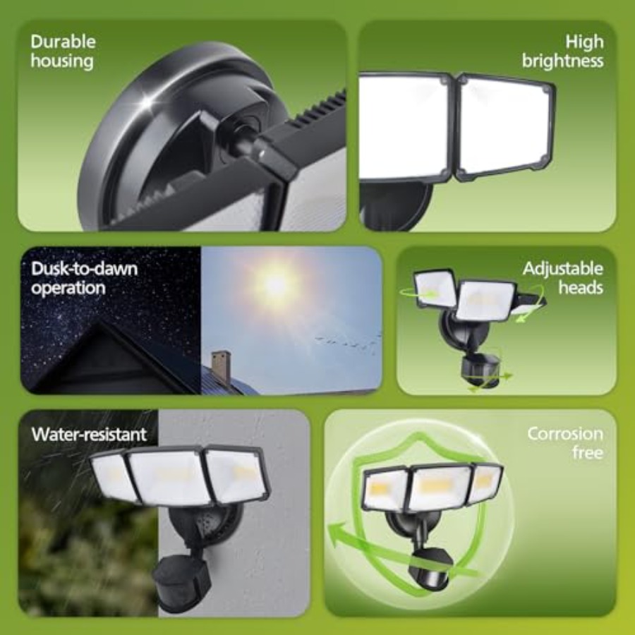 7W 7400LM LED Security Lights  - Motion Sensor Pir Wired ulasan dan harga