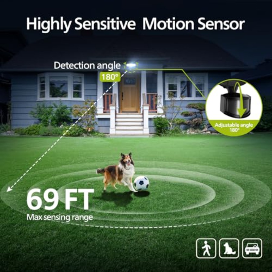 7W 7400LM LED Security Lights  - Motion Sensor Pir Wired ulasan dan harga