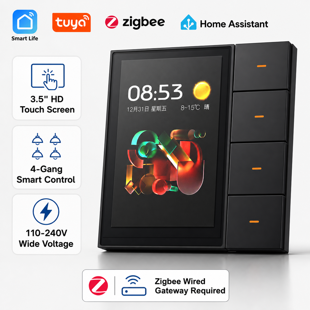 F3-pro Tuya Smart Panel ZigBee - Home Automation Technology ulasan dan harga