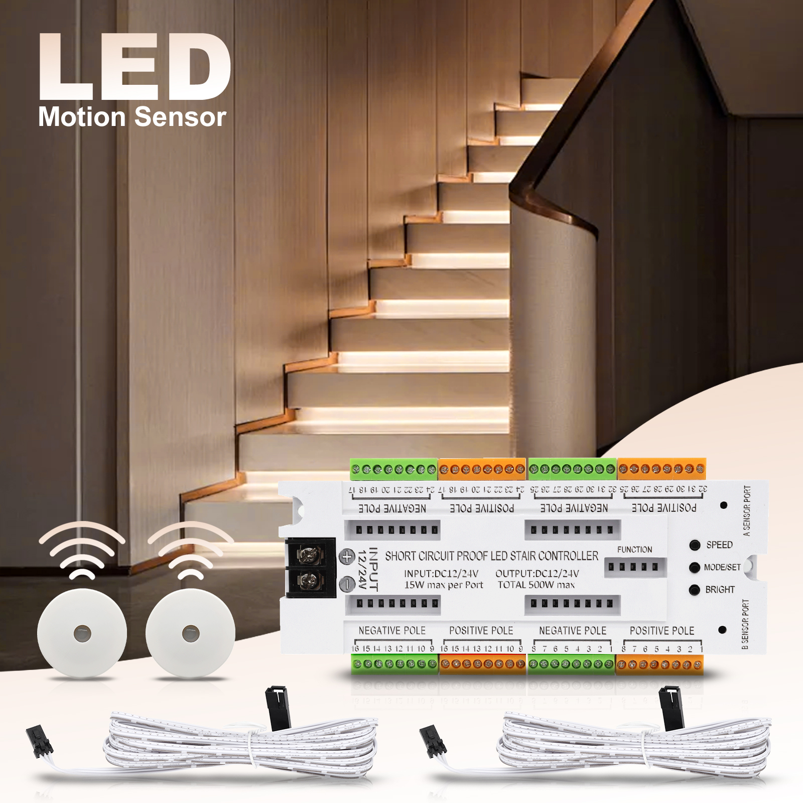1-32 Steps Indoor Stair Light  - Motion Sensor Pir Wired ulasan dan harga